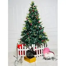 Christmas Tree With Pine Cones And Berries  საახალწლო ნაძვის ხე შერეული სილიკონის წიწვებით გირჩით და კენკრით 210 სმ (OT2005)