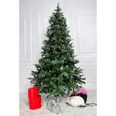 Christmas Tree With Pine Cones And Berries საახალწლო ნაძვის ხე შერეული სილიკონის წიწვებით გირჩით და კენკრით 210 სმ (OT028)