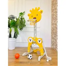 3 IN 1 BASKETBALL STAND WITH FOOTBALL & HOCKY DOOR სათამაშო კალათბურთის ფარი ფეხბურთის და ჰოკეის კართან ერთად