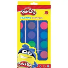 Play-Doh Watercolor Set 21 Colors 28mm With Brush SU004 წყლის საღებავი ფუნჯით