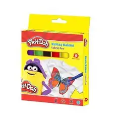 Play-Doh Fabric Pen 6 Colors KE017 ტანსაცმლის მოსახატი ფერადი ფლომასტერების ნაკრები