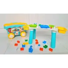 BUCKET BUILDING BLOCK TABLE WITH SLIDE BALL 222-B75 საბავშვო კონსტრუქტორის ნაკრები