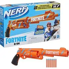 NERF Fortnite 6-SH Dart Blaster Camo Pulse Wrap, Hammer Action Priming HAS-F2678 ბლასტერი რბილი ტყვიებით
