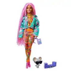 Barbie Extra Pink Braided Doll MTL-GXF09 ბარბის თოჯინა აქსესუარებით