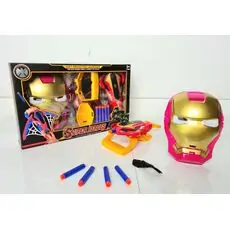 IRON MAN MASK WITH SOFT BULLET LAUNCHER 564-932 MARVEL-ის სუპერგმირი რკინის კაცის ბლასტერი და ნიღაბი