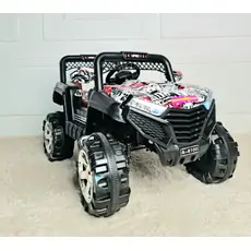 Kids Jeep White -ელექტრო მანქანა ტყავის სავარძლით