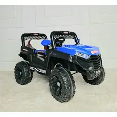 Kids Mitsubishi Jeep Blue -ელექტრო მანქანა ტყავის სავარძლით