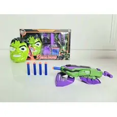 HULK MASK WITH SOFT BULLET LAUNCHER 564-934 MARVEL-ის სუპერგმირი ჰალკის ბლასტერი და ნიღაბი