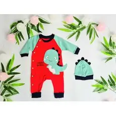 Little Dino Baby Maibella Red 26-468 ჩვილის რომპერი ქუდით