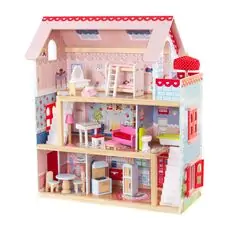Toy Wooden Doll House With Accessories TX1322 თოჯინის ხის სახლი ავეჯით