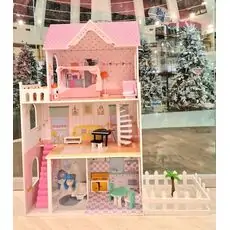 Toy Wooden Doll House TX1490 თოჯინის ხის სამ სართულიანი სახლი ავეჯით