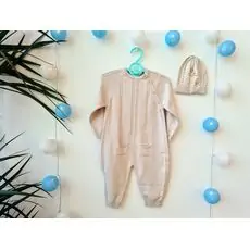 Caramell baby knitted romper საბავშვო რომპერი 8283 light beige