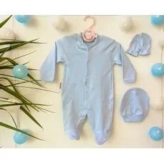 Newborn Baby 3in1 set ATES BABY ახალშობილის ტანსაცმლის კომპლექტი 3292 light blue