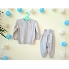 Caramell baby knitted clothes set საბავშვო ტანსაცმლის ორეული 8244 light blue