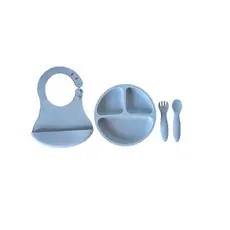 Bebekevi LUX SILICONE NUTRITION SET 1231 სილიკონის საბავშვო ჭურჭლის ნაკრები