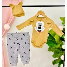 Mickey Mouse 3in1 Set MURATBABY 7668 Mustard საბავშვო ტანსაცმლის ნაკრები