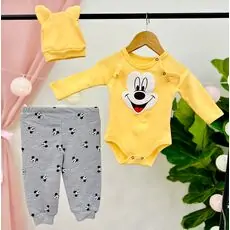 Mickey Mouse 3in1 Set MURATBABY 7668 Yellow საბავშვო ტანსაცმლის ნაკრები