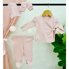 Vintage 4in1 Set MURATBABY 7590 Pink საბავშვო ტანსაცმლის ნაკრები