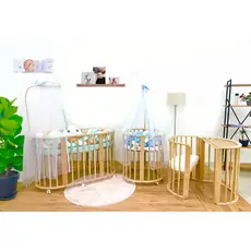 Natural EGGER with Mint Bumper  Set ხის  ტრანსფორმერი საწოლის კომპლექტი