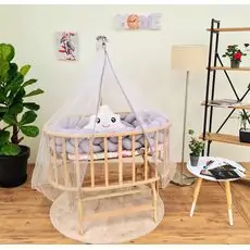 Bebeconfor Amedan Natural Color Basket Cradle With Grey Bumper ახალშობილის საწოლი