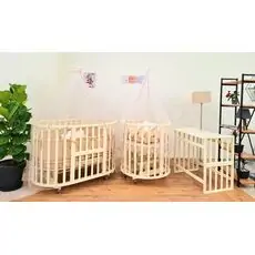 Tahterevalli IVY Embroderied Cream ახალშობილის პრემიუმ კლასის ტრანსფორმერი საწოლის კომპლექტი