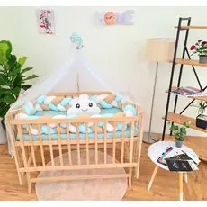 Bebeconfor NATURAL ELYEZA WITH MINT-WHITE-BROWN BUMPER ახალშობილის საწოლის კომპლექტი