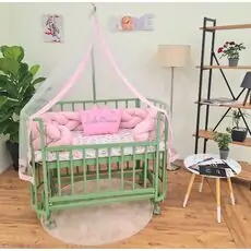 Heyner Papatya Wood Green Sleep Pink  ახალშობილის საწოლი
