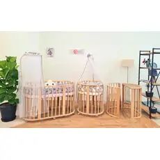 Bebeconfor Basket Crib Natural EGGER with Grey Set ხის ტრანსფორმერი საწოლი