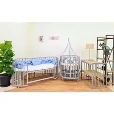 Heyner Play Grey Sleeping Set Blue  ახალშობილის ტრანსფორმერი საწოლი