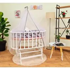 Bebeconfor Amedan White Color Basket Cradle With Grey Bumper ახალშობილის საწოლი