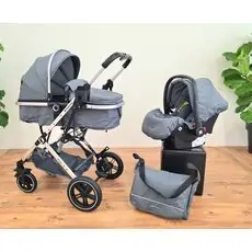 KikkaBoo Alba Grey 3in1 საბავშვო ეტლის კომპლექტი