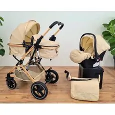 KikkaBoo Alba Beige 3in1 საბავშვო ეტლის კომპლექტი