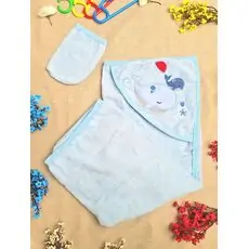 Bobix Hooded Towel Seaside Print Blue საბავშვო პირსახოცი