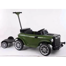 Vintage Electric Car Green  - ელექტრო მანქანა კაუჩუკის საბურავებით და ტყავის სავარძლით