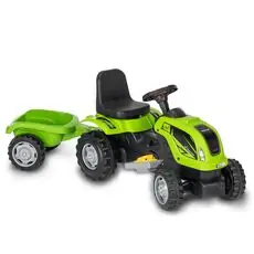 UJTOYS Tractor With Trailer Green სათამაშო ელექტრო ტრაქტორი მისაბმელით