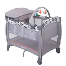Graco CONTOUR ELECTRA PATCHWORK GREY ორ დონიანი საწოლ-მანეჟი
