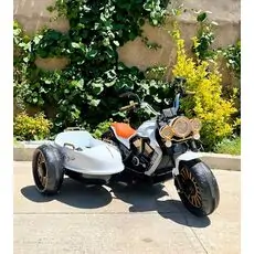 Retro Moto White - ელექტრო მანქანა ტყავის სავარძლით