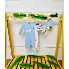 Grand Baby Romper Elephants Blue ჩვილის რომპერი
