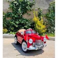 Retro Car Painting Red - ელექტრო მანქანა ტყავის სავარძლით