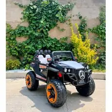 Electric Car Polaris 4X4 Black - ელექტრო მანქანა ტყავის სავარძლით