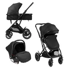 KikkaBoo Alba Black 3in1 საბავშვო ეტლის კომპლექტი