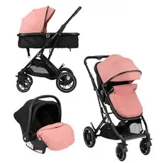 KikkaBoo Alba Pink 3in1 საბავშვო ეტლის კომპლექტი