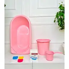 Bebekevi Baby Bathtub Set Pink საბავშვო აბაზანის კომპლექტი