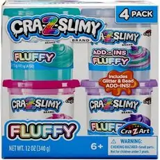 Cra Z Art Slimy Fluff 4 Pack სათამაშო ტყლარწის ნაკრები