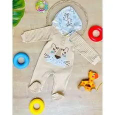 Maibella Tiger Hooded Romper Cream ჩვილის რომპერი