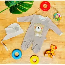 Ates Baby Romper Bear Beige ჩვილის რომპერი