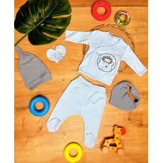 Newborn Baby 5 In 1 Set Hedgehog Blue ახალშობილის ტანსაცმლის ნაკრები