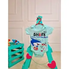 Bebio Bodysuit Shark Mint - ჩვილის ბოდე