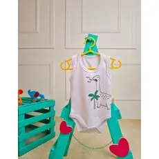 Bebio Bodysuit Hungry Dino White - ჩვილის ბოდე