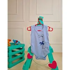 Bebio Bodysuit Hungry Dino Blue - ჩვილის ბოდე